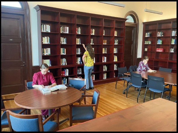 Students using Rousseau Library