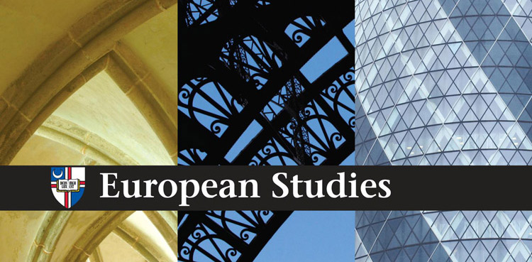 European architectural images with words European Studies on top