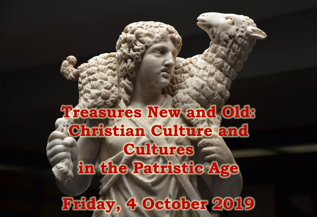 Statue of shepherd carrying a sheep. Words Treasures New and Old: Christian Culture and Cultures in the Patristic Age Friday, 4 October 2019