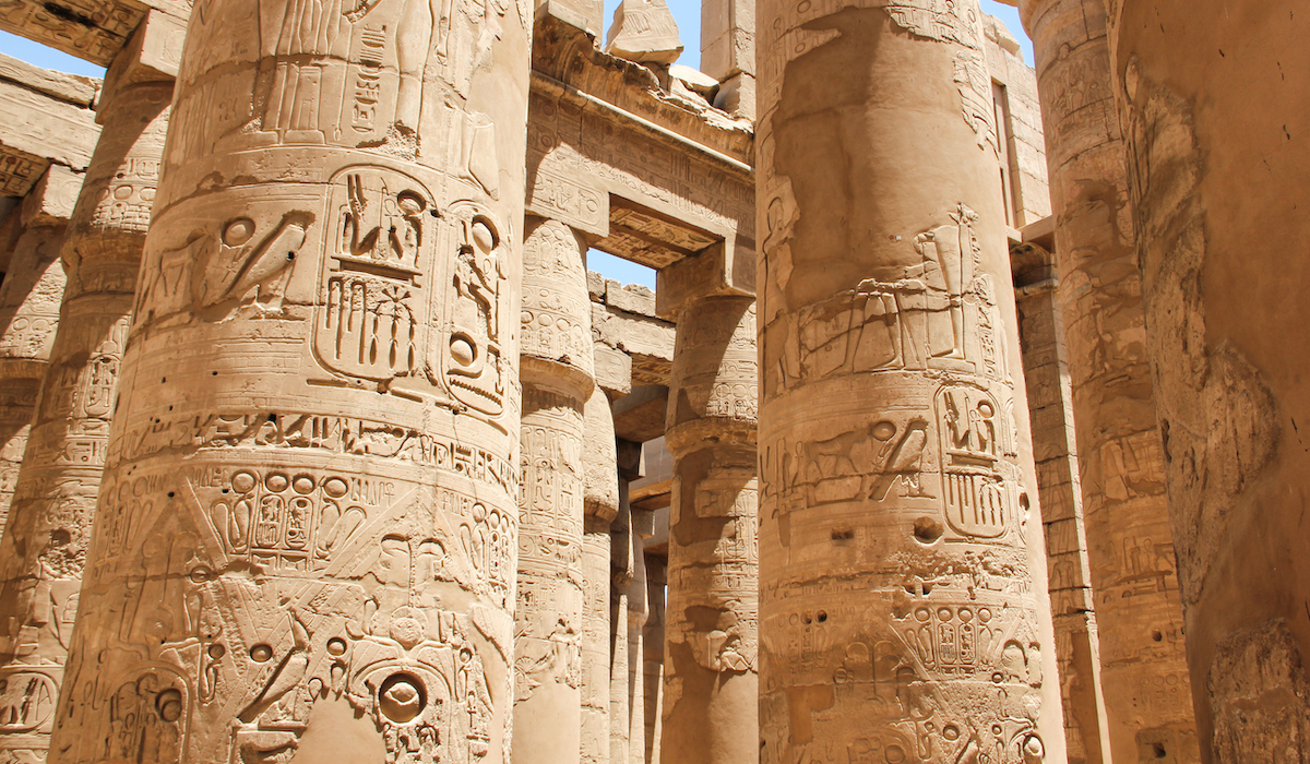 hieroglyphs on a column